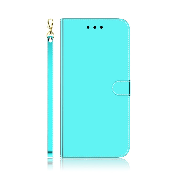 Estuche de Cuero para Galaxy A90 5G con Tapa Horizontal, Espejo Imitado, Soporte, Ranuras para Tarjetas, Billetera y Cordón (Verde Menta)