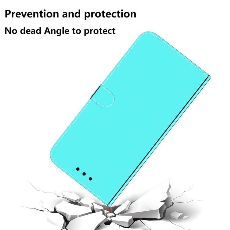 Estuche de Cuero para Galaxy A90 5G con Tapa Horizontal, Espejo Imitado, Soporte, Ranuras para Tarjetas, Billetera y Cordón (Verde Menta)