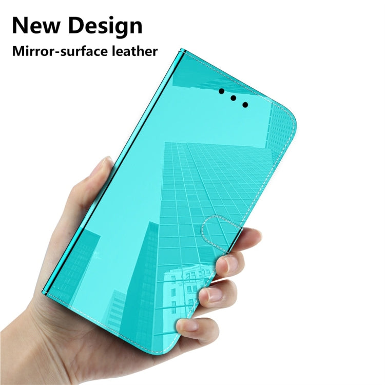 Estuche de Cuero para Galaxy A90 5G con Tapa Horizontal, Espejo Imitado, Soporte, Ranuras para Tarjetas, Billetera y Cordón (Verde Menta)