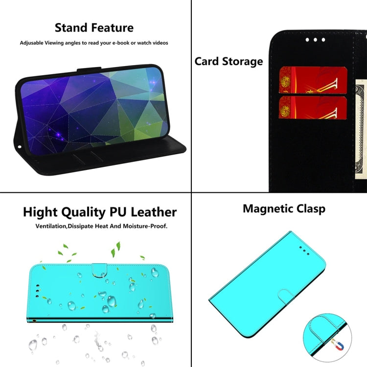 Estuche de Cuero para Galaxy A90 5G con Tapa Horizontal, Espejo Imitado, Soporte, Ranuras para Tarjetas, Billetera y Cordón (Verde Menta)