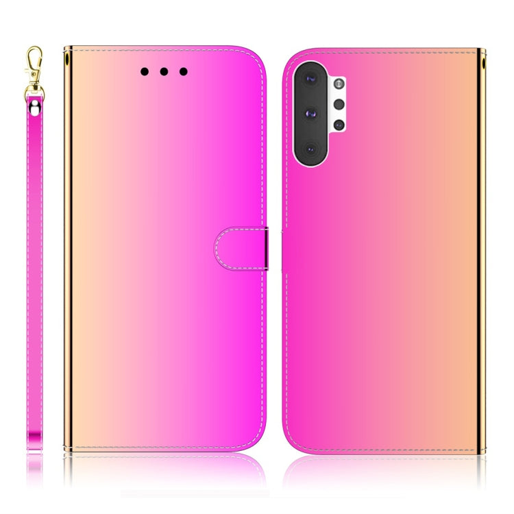 Estuche de Cuero Abatible Galaxy Note 10+ con Espejo Soporte Ranuras Billetera Cordón (Degradado)