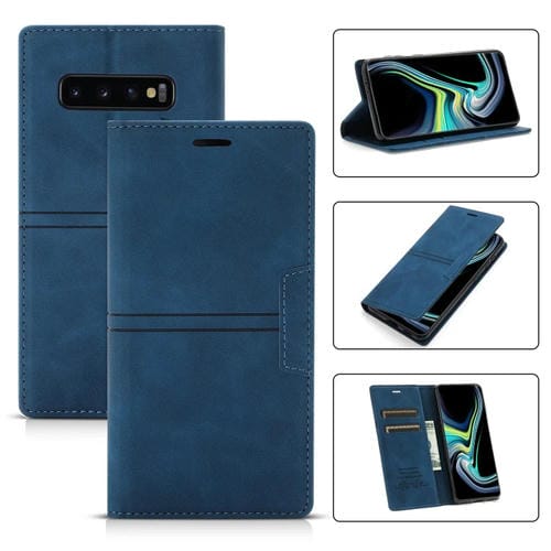 Funda Horizontal Flip de Cuero PU para Samsung Galaxy S10 con Soporte y Ranura para Tarjeta (Azul)
