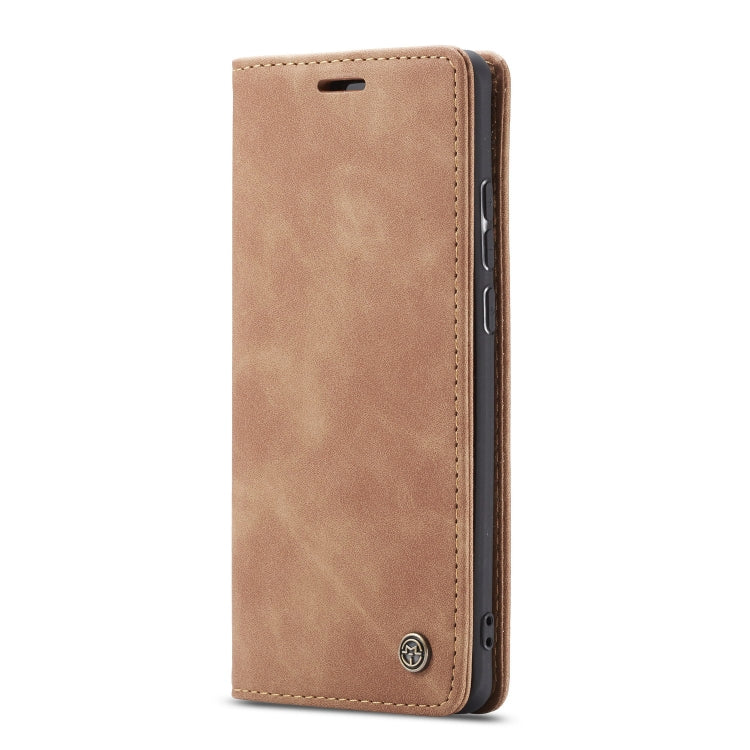 Estuche de cuero Caseme-013 para Galaxy A70S con tapa horizontal multifuncional ranura para tarjeta soporte y billetera (Marrón)