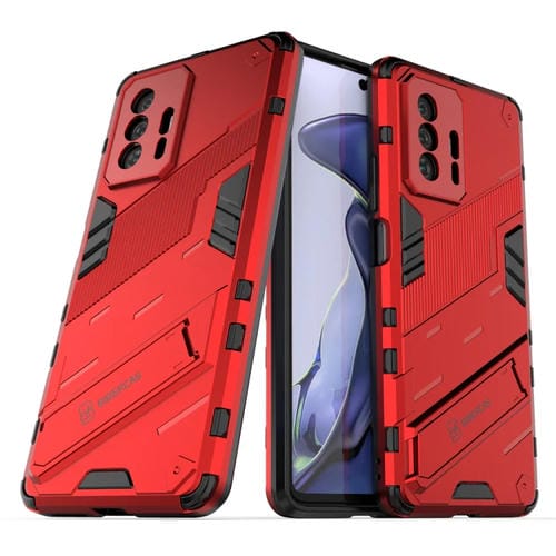 Para Xiaomi MI 11T / 11T Pro Punk Armor 2 en 1 PC + TPU Funda a prueba de golpes con titular invisible (rojo)