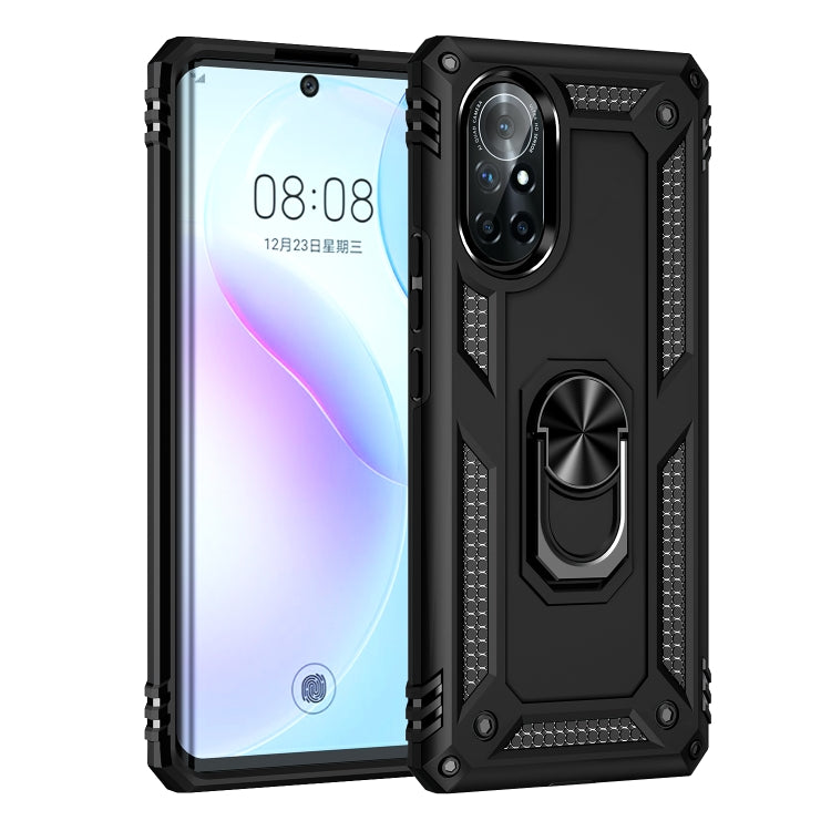 Para Huawei Nova 8 TPU a prueba de golpes TPU + PC Funda telefónica con soporte giratorio de 360 grados (negro)