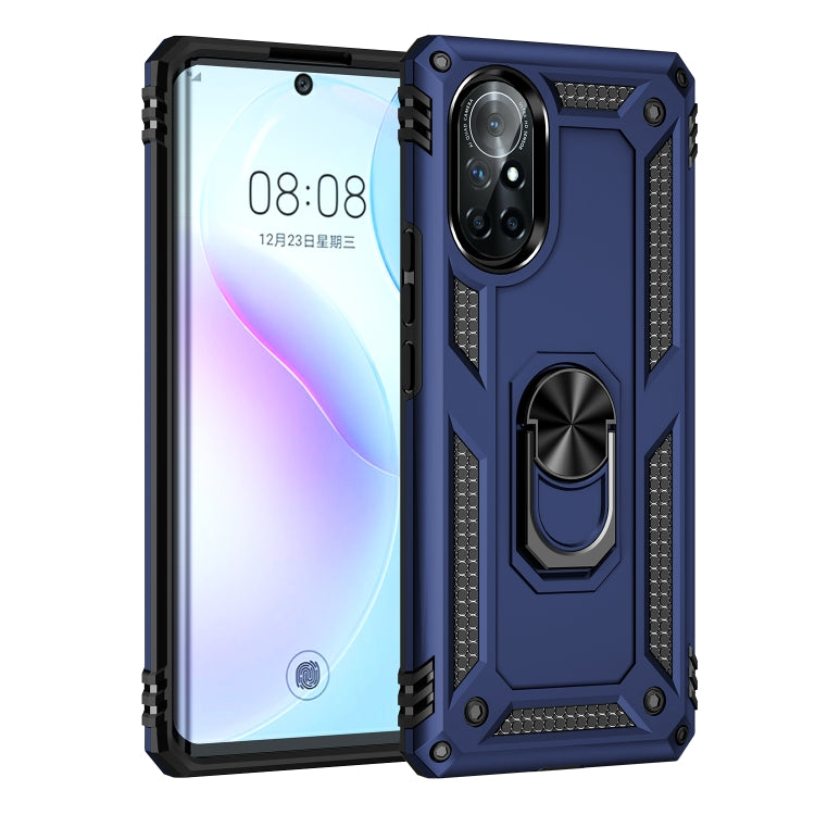 Para Huawei Nova 8 Funda de teléfono a prueba de golpes TPU + PC con soporte giratorio de 360 grados (azul)