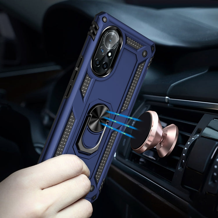 Para Huawei Nova 8 Funda de teléfono a prueba de golpes TPU + PC con soporte giratorio de 360 grados (azul)