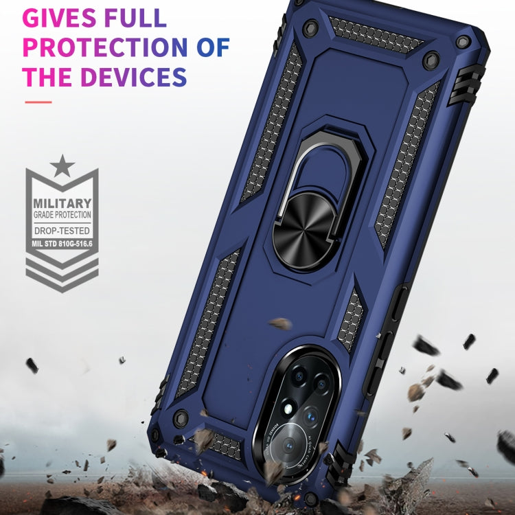 Para Huawei Nova 8 Funda de teléfono a prueba de golpes TPU + PC con soporte giratorio de 360 grados (azul)