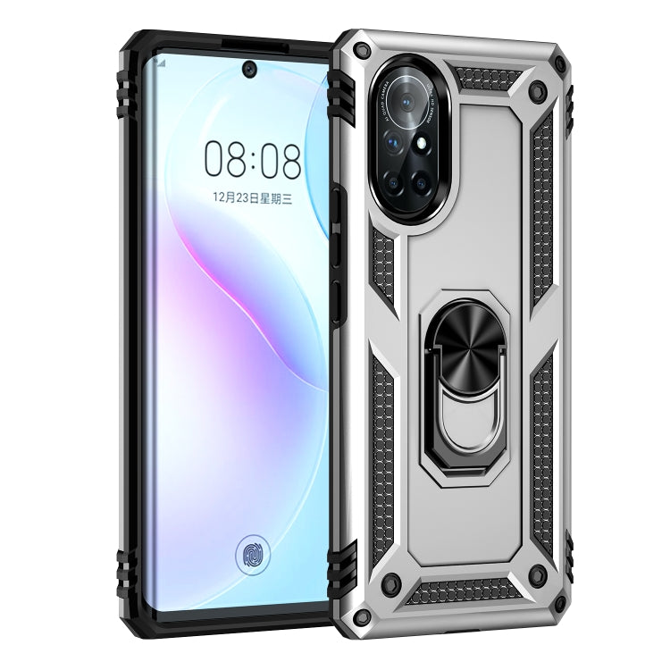 Para Huawei Nova 8 Funda de teléfono a prueba de golpes TPU + PC con soporte giratorio de 360 grados (Plata)