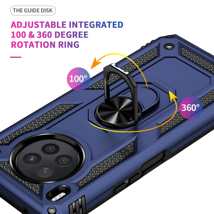 Para Huawei Nova 8i Funda de teléfono TPU + PC a prueba de golpes con soporte giratorio de 360 grados (azul)