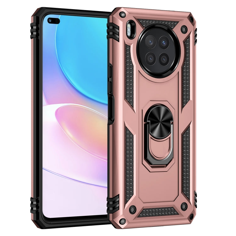 Para Huawei Nova 8i Funda de teléfono a prueba de golpes TPU + PC con soporte giratorio de 360 grados (oro rosa)