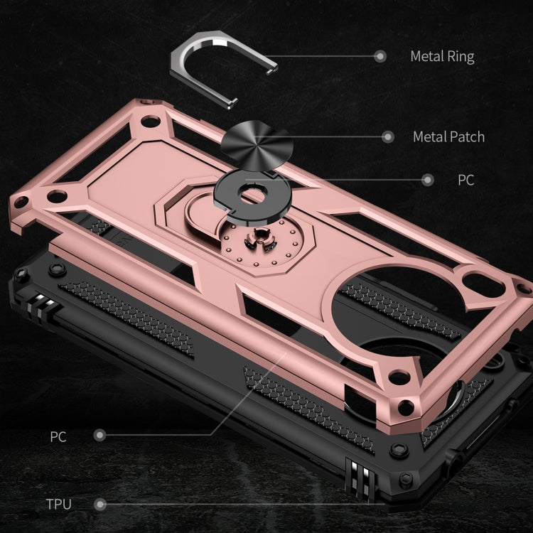 Para Huawei Nova 8i Funda de teléfono a prueba de golpes TPU + PC con soporte giratorio de 360 grados (oro rosa)