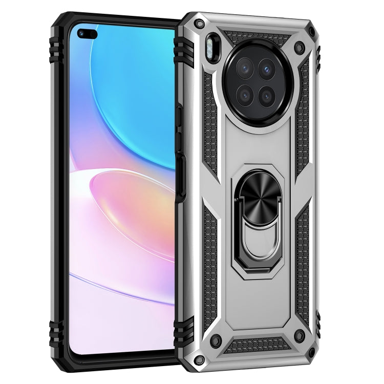 Para Huawei Nova 8i Funda de teléfono a prueba de golpes TPU + PC con soporte giratorio de 360 grados (plata)