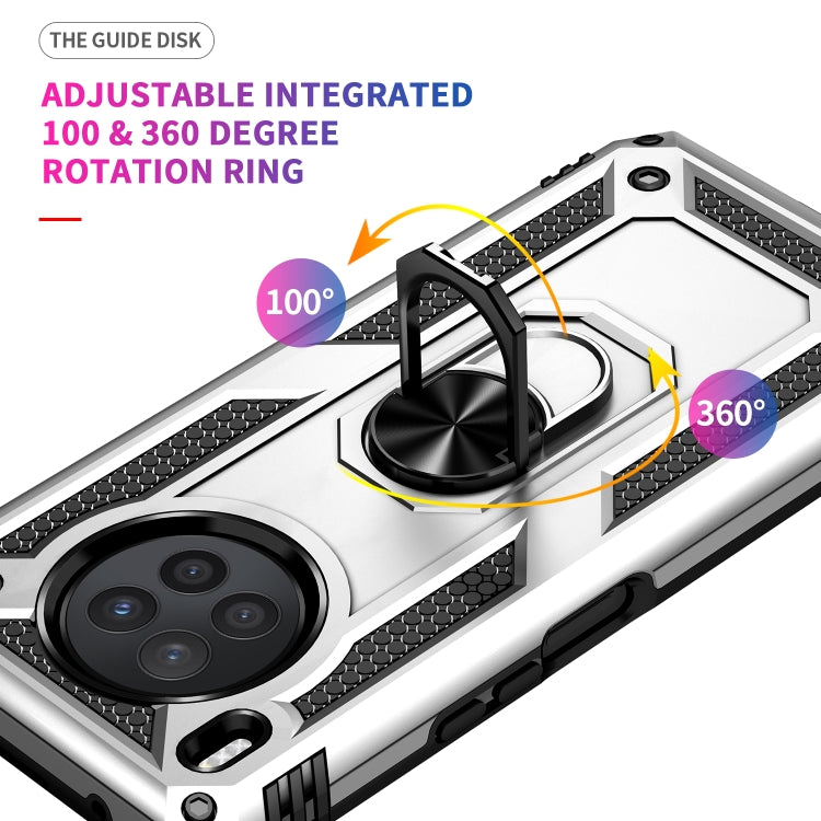 Para Huawei Nova 8i Funda de teléfono a prueba de golpes TPU + PC con soporte giratorio de 360 grados (plata)