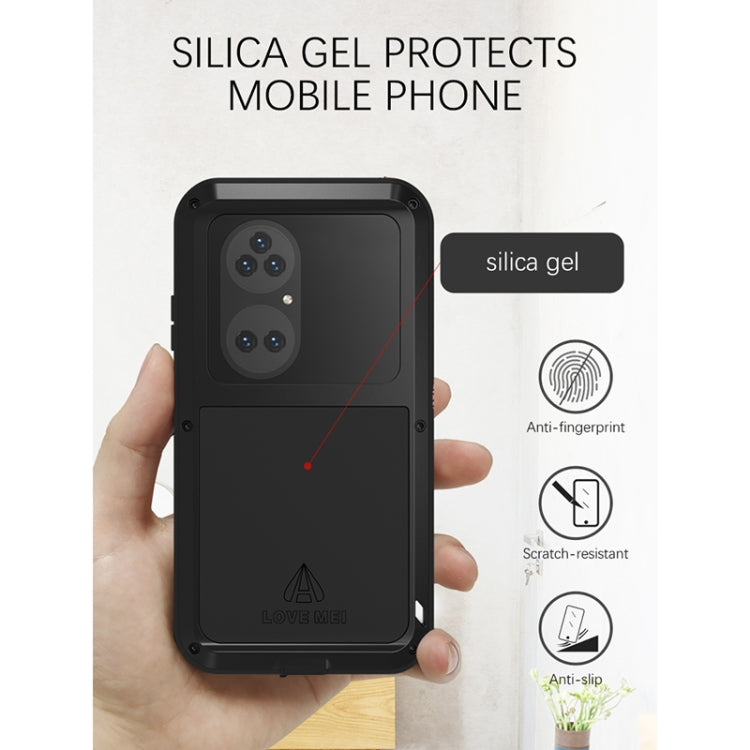 Para Huawei P50 Pro Love Mei Metal a prueba de agua a prueba de polvo a prueba de polvo Funda protectora sin vidrio (blanco)