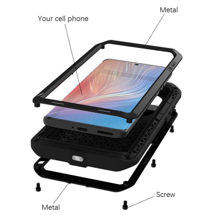 Para Huawei P50 Pro Love Mei Metal a prueba de agua a prueba de polvo a prueba de polvo Funda protectora sin vidrio (blanco)
