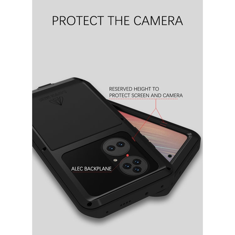 Para Huawei P50 Pro Love Mei Metal a prueba de agua a prueba de agua a prueba de polvo Funda protectora sin vidrio (rojo)
