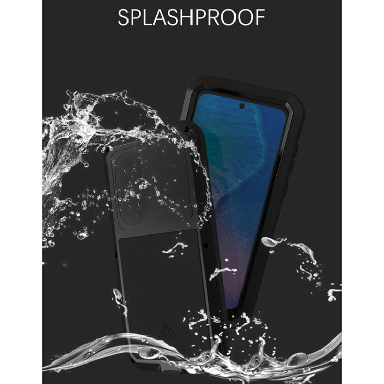 Para Huawei P50 Love Mei Metal a prueba de golpes a prueba de agua, caja protectora a prueba de polvo con vidrio (plata)