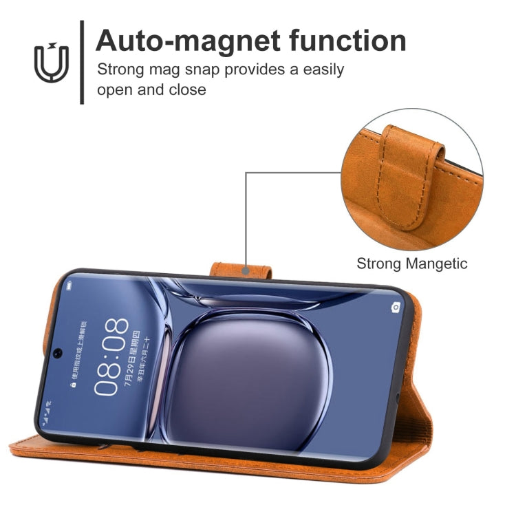 Funda Telefónica de Cuero para Huawei P50 Pro (Brown)