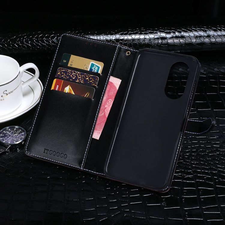 Para Huawei Nova 9 Idewei Cocodrilo Textura Horizontal Flip Funda de cuero con soporte y tragamonedas y billetera (azul oscuro)