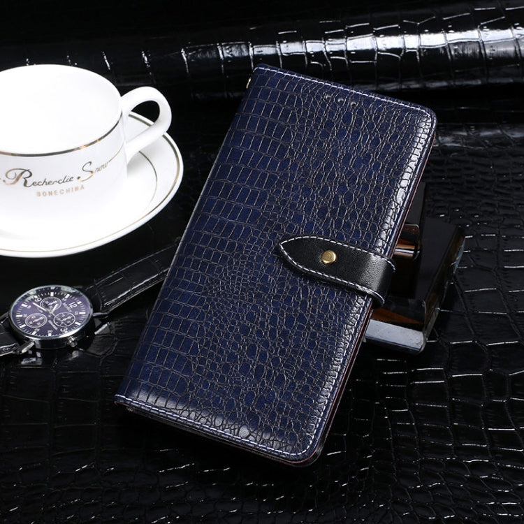 Para Huawei Nova 9 Pro Idewei CroCodile Texture Horizontal Flip Funda de cuero con soporte y tragamonedas y billetera (azul oscuro)