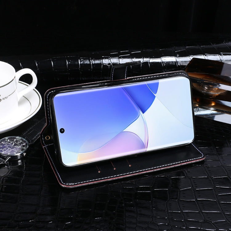 Para Huawei Nova 9 Pro Idewei CroCodile Texture Horizontal Flip Funda de cuero con soporte y tragamonedas y billetera (azul oscuro)
