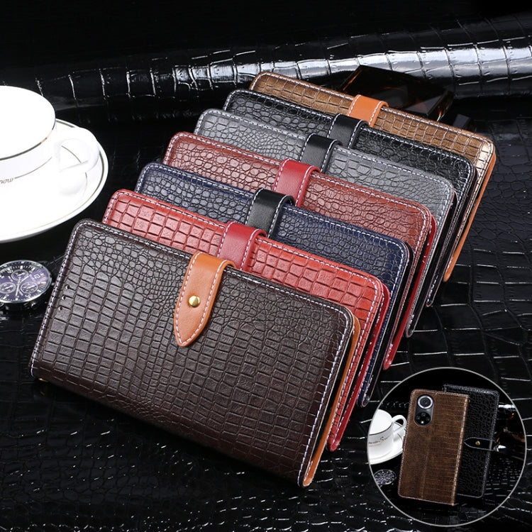 Para Huawei Nova 9 Pro Idewei CroCodile Texture Horizontal Flip Funda de cuero con soporte y tragamonedas y billetera (azul oscuro)