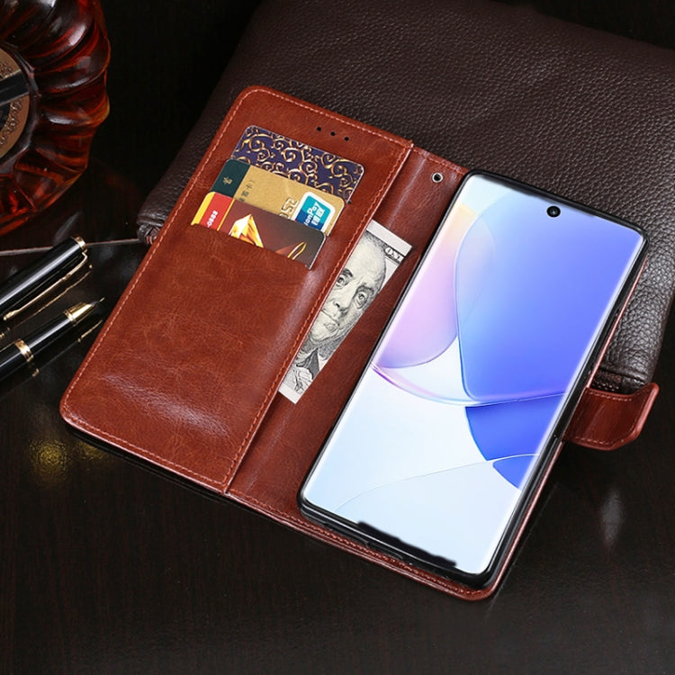 Para Huawei Nova 9 PRO Idewei Crazy Horse Texture Funda de cuero con soporte y tragamonedas y billetera (azul)