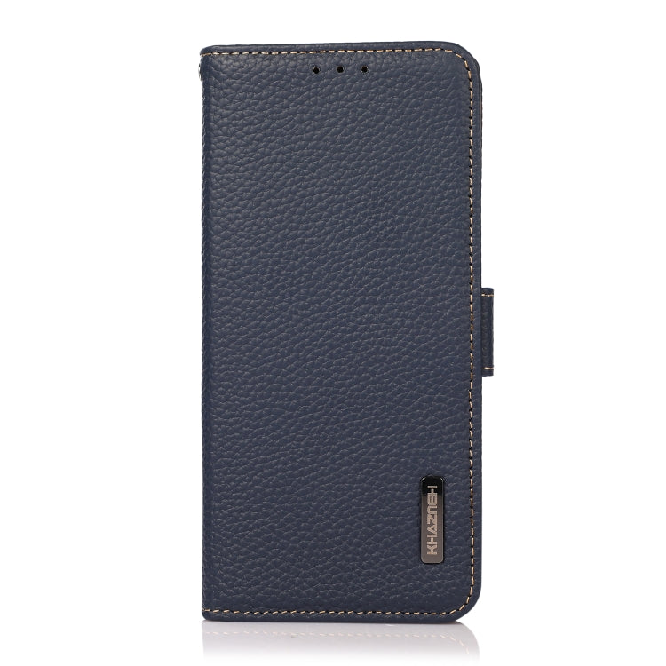 Caja de Teléfono Samsung Galaxy A22 4G Khazneh Cuero Genuino Litchi Magnético (Azul)