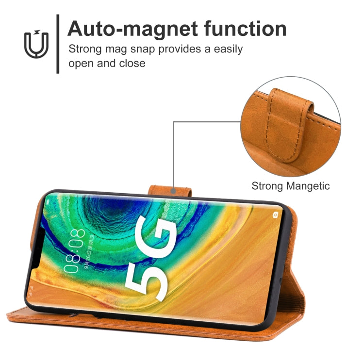 Funda Telefónica de Cuero para Huawei Mate 30E Pro 5G (Brown)