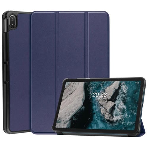 Para NOKIA T20 Three-Plegable Custer Texture Clee Tablet Funda (Azul Oscuro)