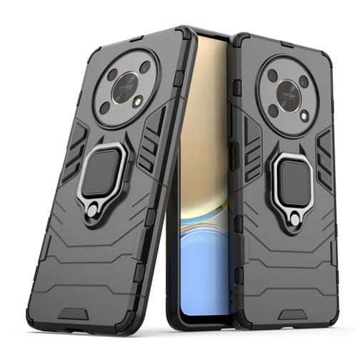 Para honor x30 5g shock a prueba de golpes, caja del teléfono TPU con soporte de anillo magnético (negro)