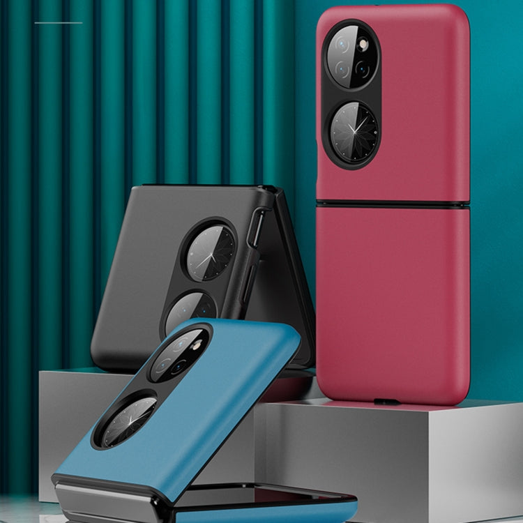 Para Huawei P50 Pocket Contrasting Quicksand PC + Funda de teléfono a prueba de golpes de silicona (azul marino)