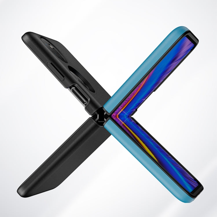 Para Huawei P50 Pocket Contrasting Quicksand PC + Funda de teléfono a prueba de golpes de silicona (azul marino)