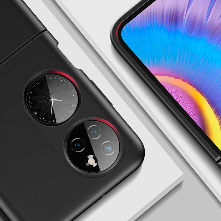 Para Huawei P50 Pocket Contrasting Quicksand PC + Funda de teléfono a prueba de golpes de silicona (azul marino)
