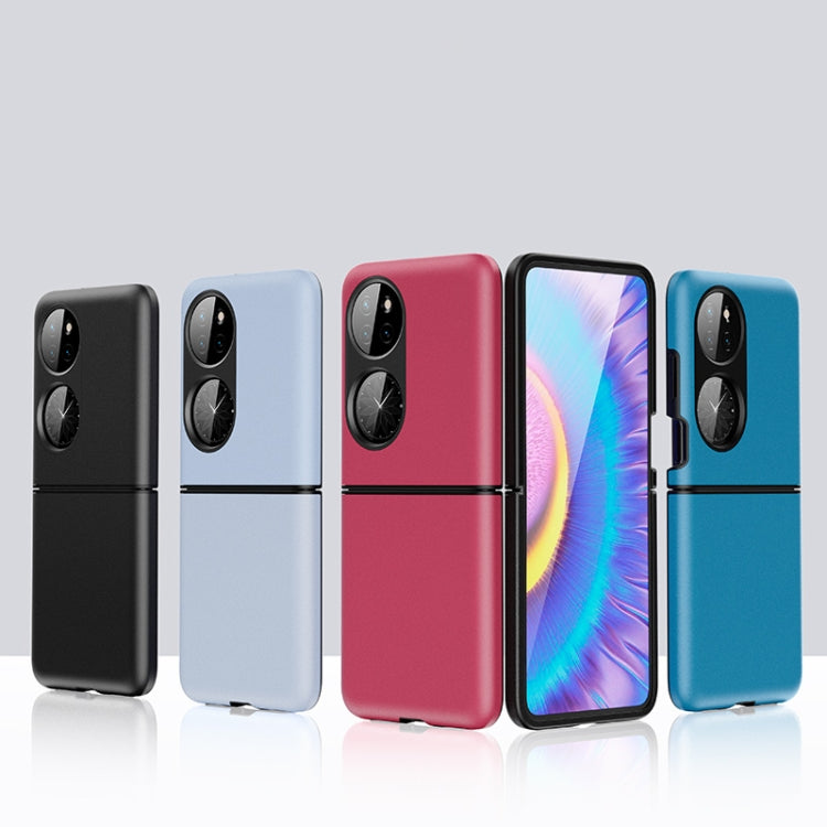 Para Huawei P50 Pocket Contrasting Quicksand PC + Funda de teléfono a prueba de golpes de silicona (azul marino)