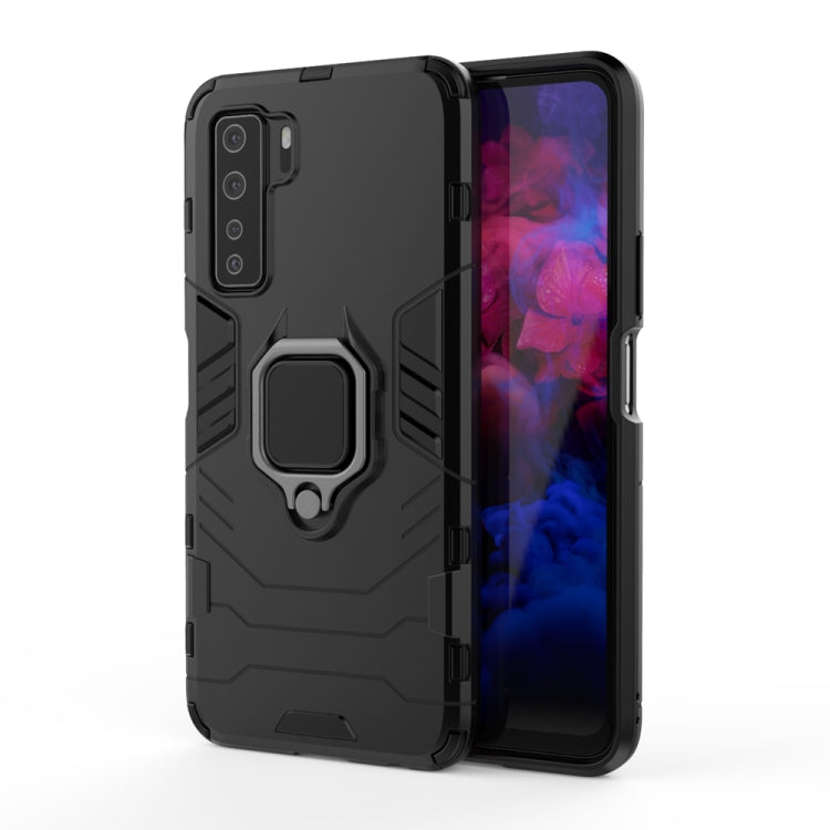 Para Huawei NOVA7 SE PC + TPU Funda protectora a prueba de golpes con soporte de anillo magnético (negro)