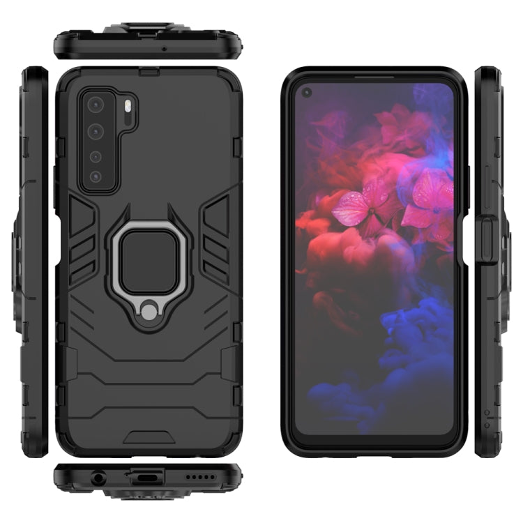 Para Huawei NOVA7 SE PC + TPU Funda protectora a prueba de golpes con soporte de anillo magnético (negro)