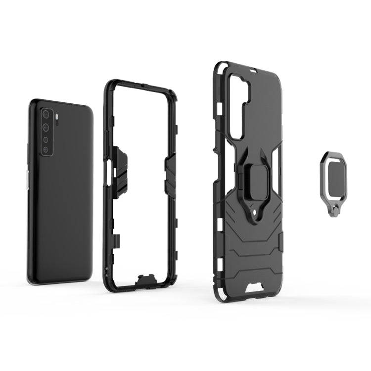 Para Huawei NOVA7 SE PC + TPU Funda protectora a prueba de golpes con soporte de anillo magnético (negro)