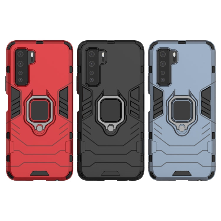 Para Huawei NOVA7 SE PC + TPU Funda protectora a prueba de golpes con soporte de anillo magnético (negro)