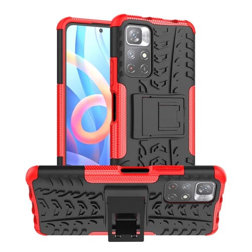 Para Xiaomi Redmi Note 11 5g Three Texture TPU + PC Funda telefónica (rojo)