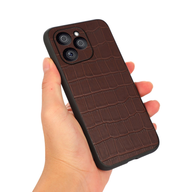 Caja de Choques de Cuero Genuino para Honor 60 Se (Marrón)