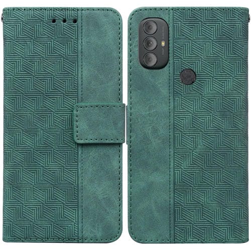Para Motorola Moto G Power 2022 Funda de cuero en relieve geométrico (verde)