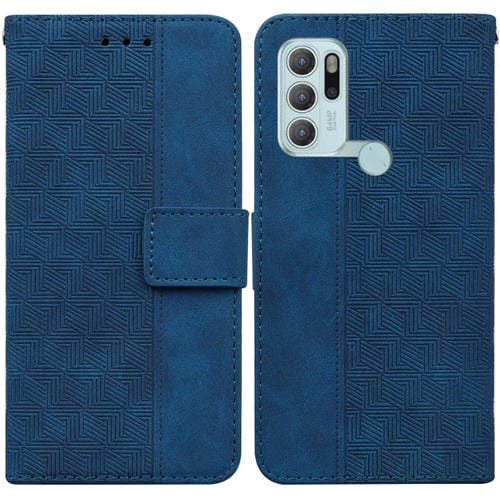 Para Motorola Moto G60S Caja de cuero geométrico en relieve (azul)