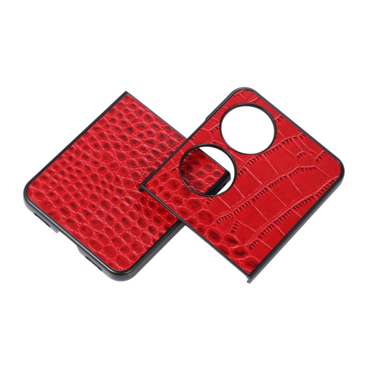 Para Huawei P50 Pocket CroCodile Top Cower Cowhide Thebe Funda telefónica (rojo)