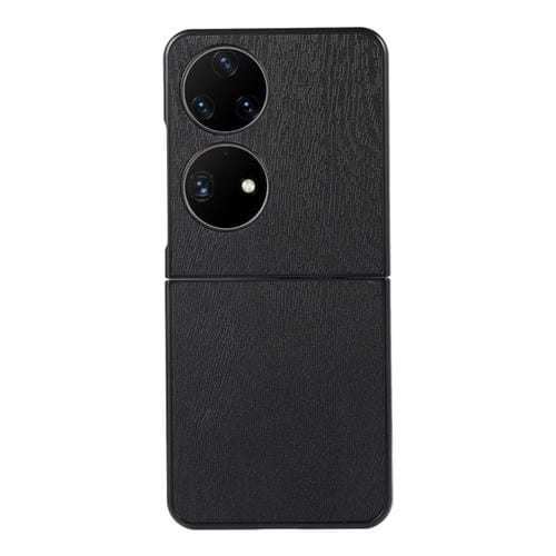 Para Huawei P50 Pocket Wood Texture PU caja del teléfono (negro)