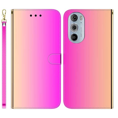 Para Motorola Edge 30 PRO IMITETED Mirror Surface Horizontal FLIP Funda de cuero (color degradado)
