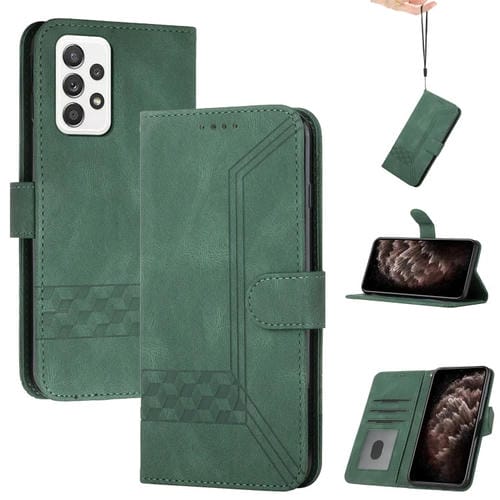 Funda para Samsung Galaxy A73 5G Caja de Cuero con Flip Piel Cúbica (Verde)