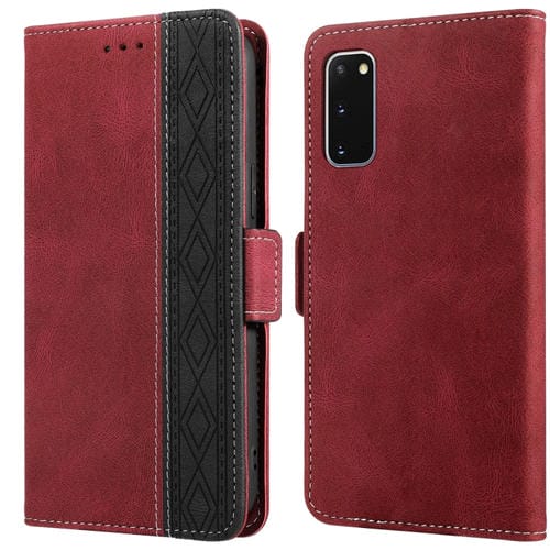 Funda para Samsung Galaxy S20 Stitching Side-Magnetic Rfid Cuero (Rojo)