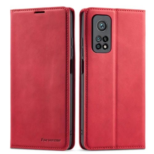 Para Xiaomi Redmi Note 11 4G Global Forwenw Dream Series Borde de aceite Fuerte Magnetismo Teléfono de cuero (rojo)